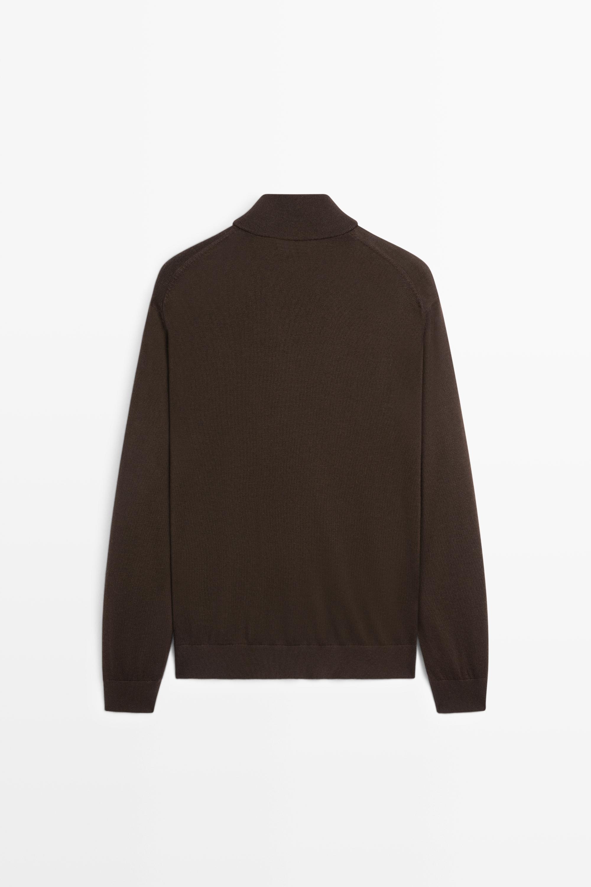 Merino wool blend mock neck knit sweater